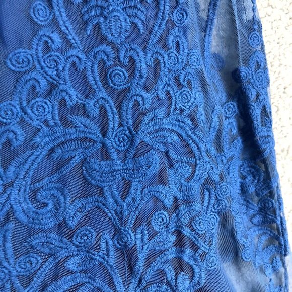 Free People Lace Mini Slip Dress Women's XS Embroidered Lined Sleeveless Blue - Picture 3 of 12